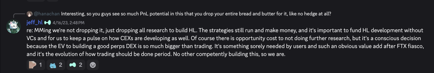keep trading running to fund hl