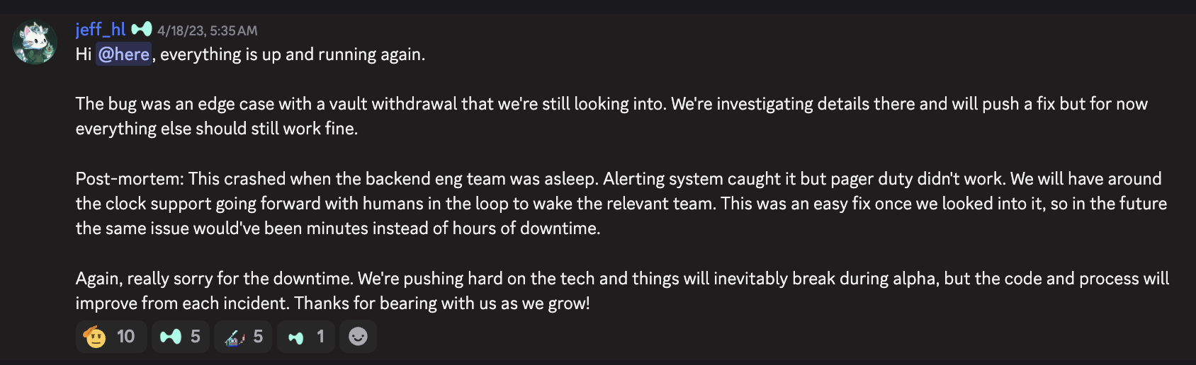 vault withdrawal bug